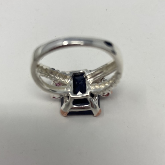 Genuine Sapphire Ring Amazing 12 CTW & Pink Tourmalines Ring - Picture 7 of 10